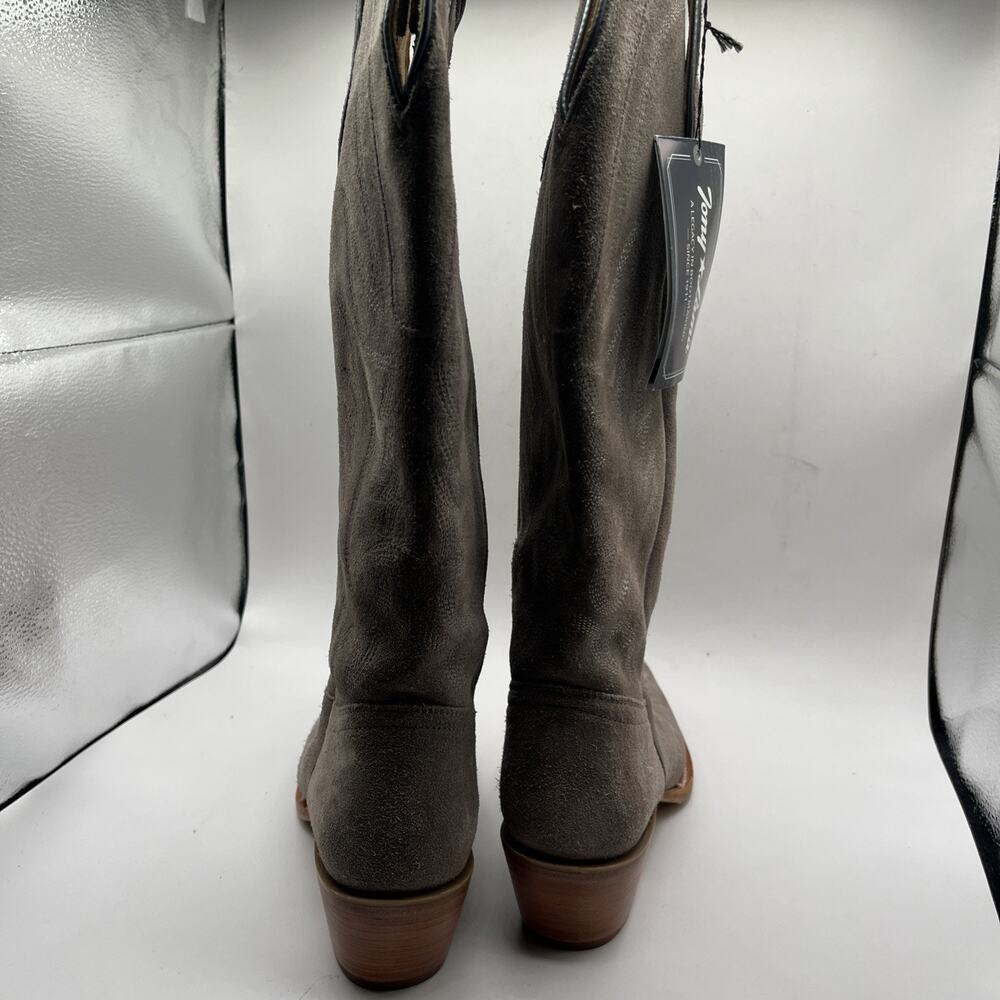Tony Lama Ash Gray Suede Leather Western Boots women's Sz 9 B Narrow square toe - Picture 3 of 13